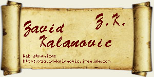 Zavid Kalanović vizit kartica